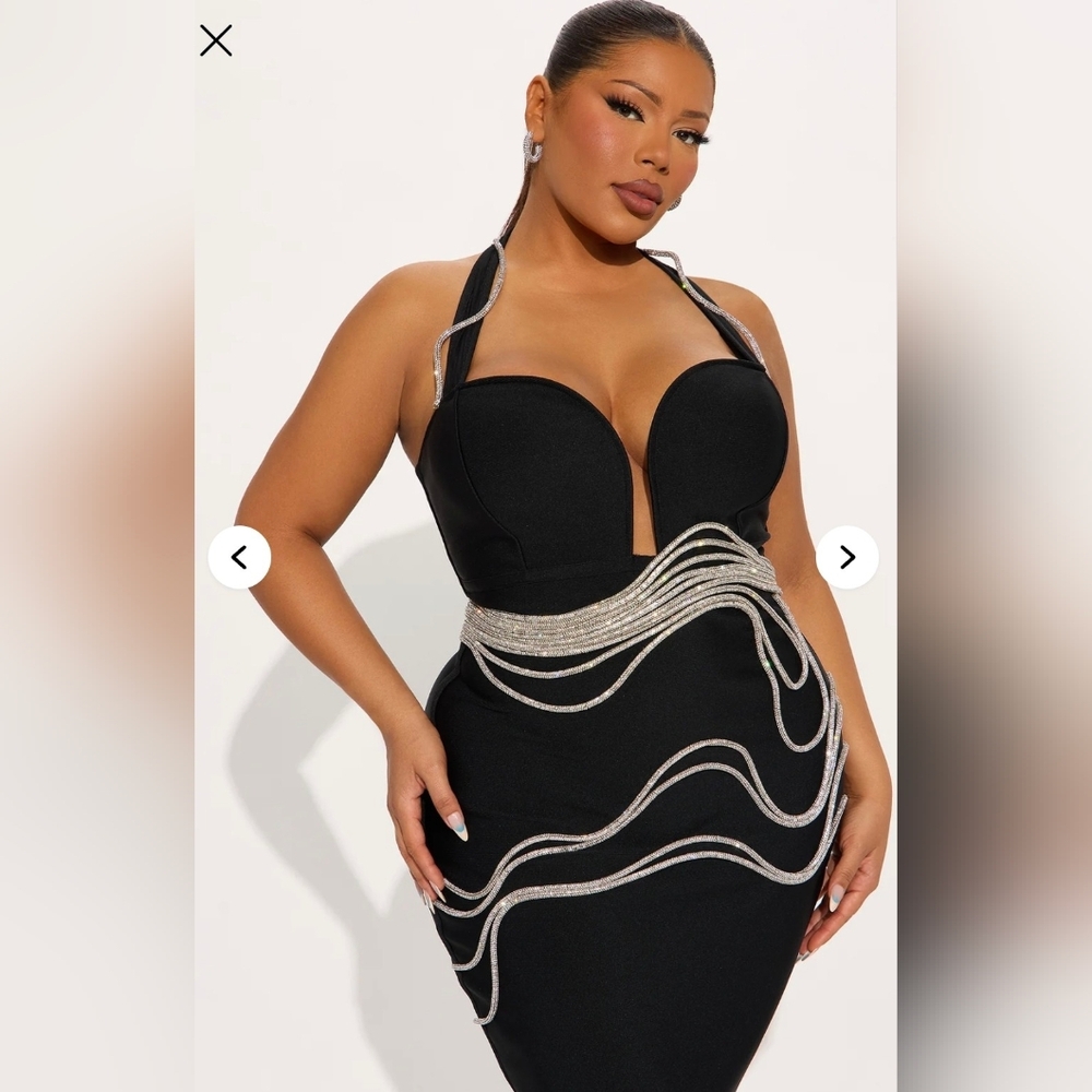 Fashion Nova Black and Silver Dress